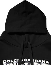 Dolce & Gabbana Black Cotton DG Milano Logo Print Hoodie Sweater