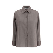 Golden Goose Brown Fleece Wool Dress Shirt