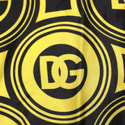 Dolce & Gabbana Yellow Silk Silver DG Logo Geometric T-shirt