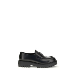 Prada Black Calf Leather Bos Taurus Slip-On Loafers