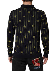 Dolce & Gabbana Black Logo Jacquard Knitted Polo Shirt T-shirt