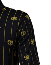 Dolce & Gabbana Black Logo Jacquard Knitted Polo Shirt T-shirt
