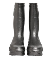 Dolce & Gabbana Black Argento Pull On Rain Boots Shoes