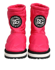 Dolce & Gabbana Pink White Viscose Padded Mid Calf Boots Shoes