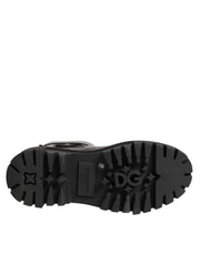 Dolce & Gabbana Black Calfskin DG Logo Strap Ankle Boots Shoes