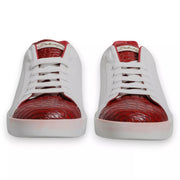 Dolce & Gabbana White Red Leather Logo Portofino Sneaker