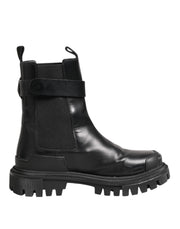 Dolce & Gabbana Black Gold DG Logo Trekking Calf Boots Shoes