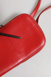 Dolce & Gabbana Red Leather Purse Phone Sling Crossbody Neck Strap Bag