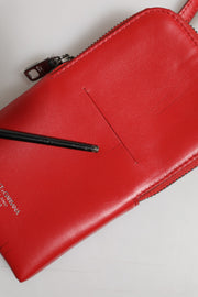 Dolce & Gabbana Red Leather Purse Phone Sling Crossbody Neck Strap Bag