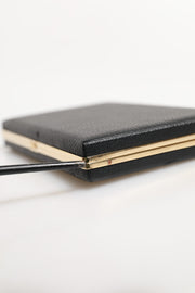 Dolce & Gabbana Black Leather Gold Frame Clutch Evening Party Purse Bag