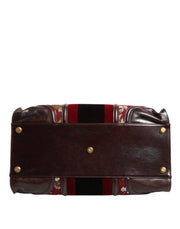 Dolce & Gabbana Multicolor Leather Jacquard Velvet Travel Duffle Bag