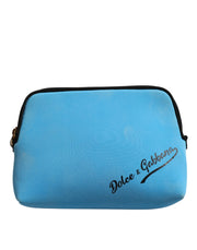 Dolce & Gabbana Blue Nylon DG Logo Print Clutch Zip Pouch Bag