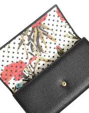 Dolce & Gabbana Black Leather Trifold Logo Plaque Card Holder Wallet