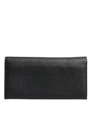 Dolce & Gabbana Black Leather Logo Plaque Card Holder Trifold Wallet