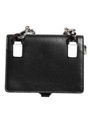 Dolce & Gabbana Black Leather Crystal Embellished Card Holder Wallet