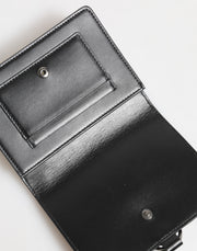 Dolce & Gabbana Black Leather Crystal Embellished Card Holder Wallet