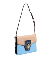 Dolce & Gabbana Blue Beige Exotic Leather LUCIA Crossbody Bag