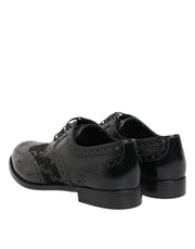 Dolce & Gabbana Black Leather Floral Lace Dress Formal  Shoes