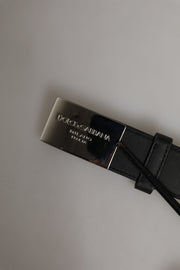 Dolce & Gabbana Black Leather Classic Metal Logo Buckle Belt