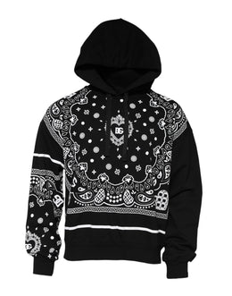 Dolce & Gabbana Black Bandana Hooded Men Sweatshirt Sweater