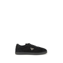 Prada Black Calf Leather Bos Taurus Low Top Sneakers