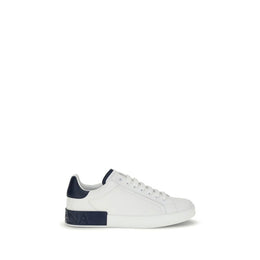 Dolce & Gabbana White Calf Leather Bos Taurus Low Top Sneakers