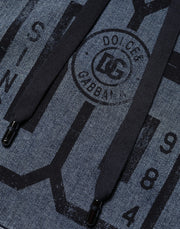 Dolce & Gabbana Blue Cotton Blend Hooded Sweatshirt Sweater