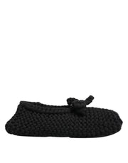 Dolce & Gabbana Black Wool Knit Slip On Ballerina Flats Shoes