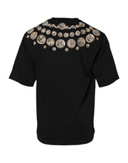 Dolce & Gabbana Black Coin Print Cotton Crew Neck T-shirt