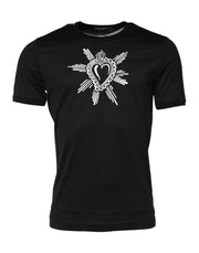 Dolce & Gabbana Black Sacred Heart Cotton Crew Neck T-shirt