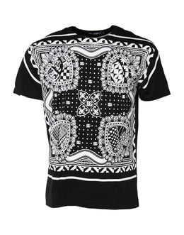 Dolce & Gabbana Black Bandana Print Cotton Crew Neck T-shirt
