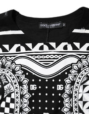 Dolce & Gabbana Black Bandana Print Cotton Crew Neck T-shirt