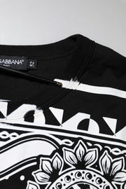 Dolce & Gabbana Black Bandana Print Cotton Crew Neck T-shirt