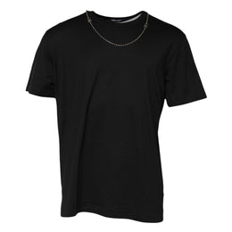 Dolce & Gabbana Black Chain Necklace Cotton Crewneck T-shirt