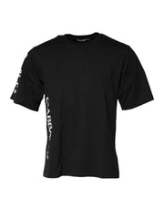 Dolce & Gabbana Black Logo Print Cotton Men Crew Neck T-shirt