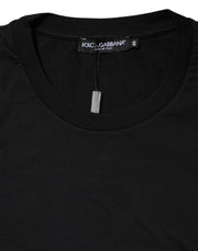 Dolce & Gabbana Black Logo Print Cotton Men Crew Neck T-shirt