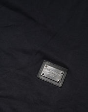 Dolce & Gabbana Dark Blue Logo Plaque Cotton Crewneck T-shirt