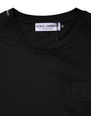Dolce & Gabbana Black Logo Plaque Cotton Crew Neck T-shirt