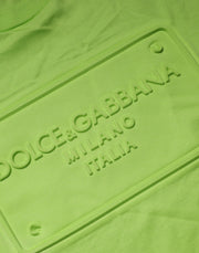 Dolce & Gabbana Green Embossed Logo Cotton Crew Neck T-shirt