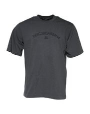 Dolce & Gabbana Gray Logo Graphic Cotton Crew Neck T-shirt