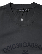 Dolce & Gabbana Gray Logo Graphic Cotton Crew Neck T-shirt