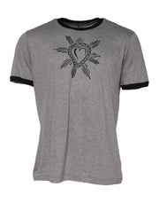 Dolce & Gabbana Gray Sacred Heart Cotton Crew Neck T-shirt