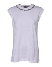 Dolce & Gabbana White Cotton Sleeveless Printed Tank T-shirt