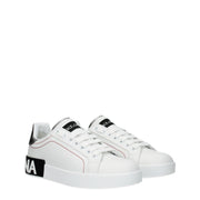 Dolce & Gabbana White Leather Low Top Sneakers
