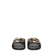 Off-White Black Leather Slippers