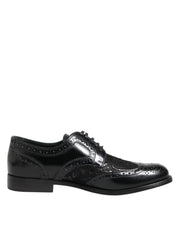 Dolce & Gabbana Black Leather Floral Lace Dress Formal Shoes