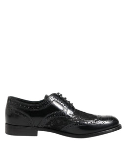 Dolce & Gabbana Black Leather Floral Lace Dress Formal Shoes