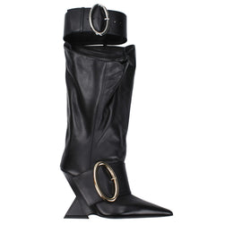 The Attico Black Leather Boots