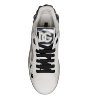 Dolce & Gabbana White Crystal Logo Portofino Sneakers Shoes