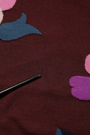 Dolce & Gabbana Maroon Floral Silk Crew Neck Blouse Top